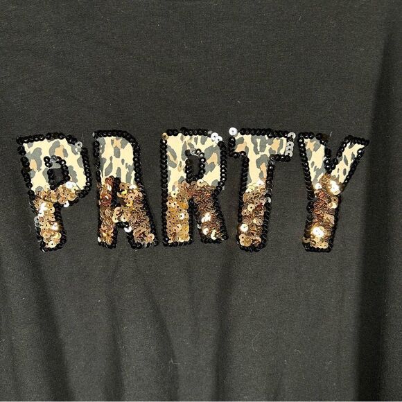 Torrid Party Gold Sequin Leopard Black Pullover Cotton Spandex Sweatshirt 3X - Picture 3 of 8